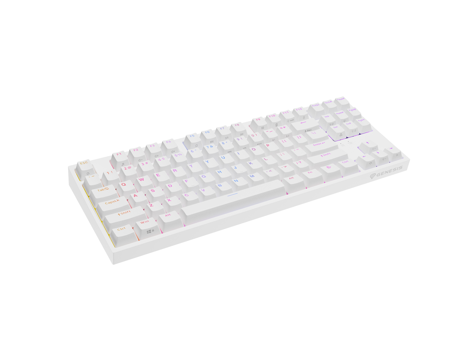 Obrázek Genesis herní mechanická klávesnice THOR 404/RGB/Gateron Yellow Pro/Drátová USB/US layout/Bílá