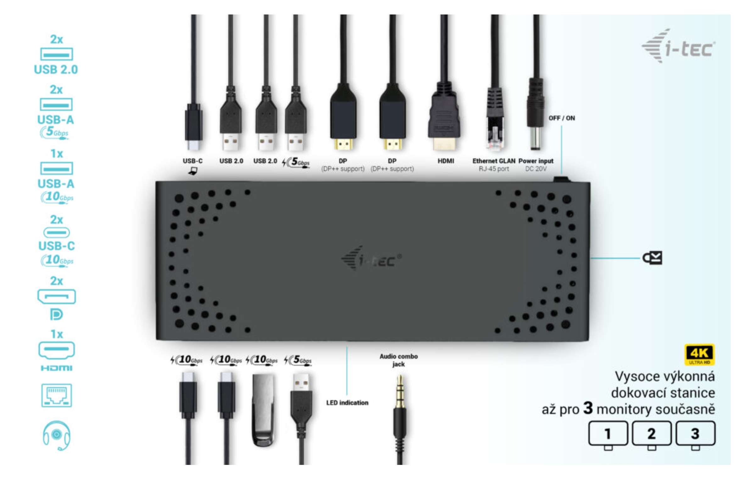 Obrázek i-tec USB-C Triple Display Docking Station Gen 2, PD 100W