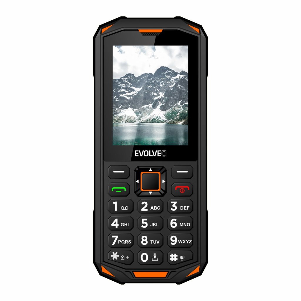 Obrázek EVOLVEO StrongPhone X5, vodotěsný odolný Dual SIM telefon, černo-oranžová
