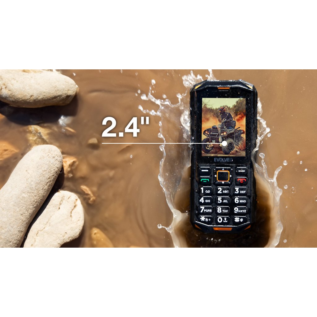 Obrázek EVOLVEO StrongPhone X5, vodotěsný odolný Dual SIM telefon, černo-oranžová