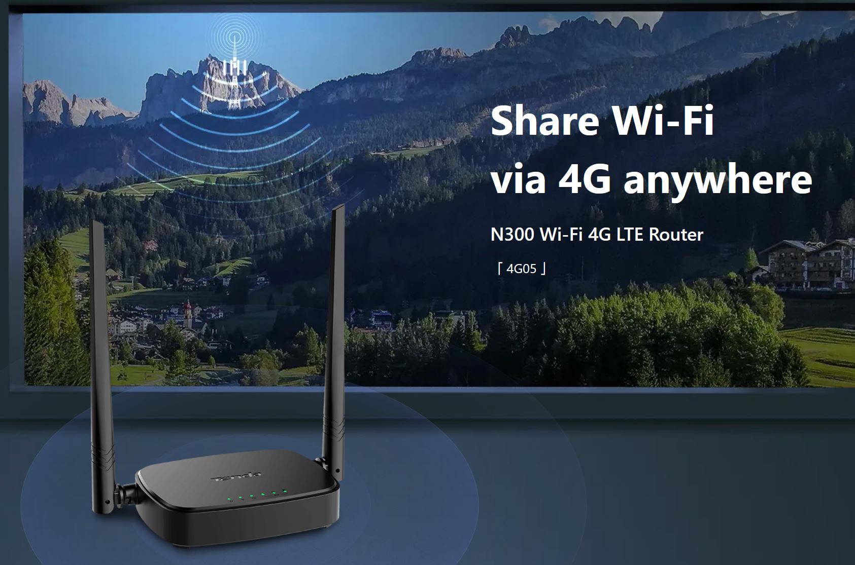Obrázek Tenda 4G05 Wi-Fi N300 4G / 3G LTE router, 2x WAN/LAN, 1x nanoSIM, IPv6, VPN, LTE Cat.4, CZ App