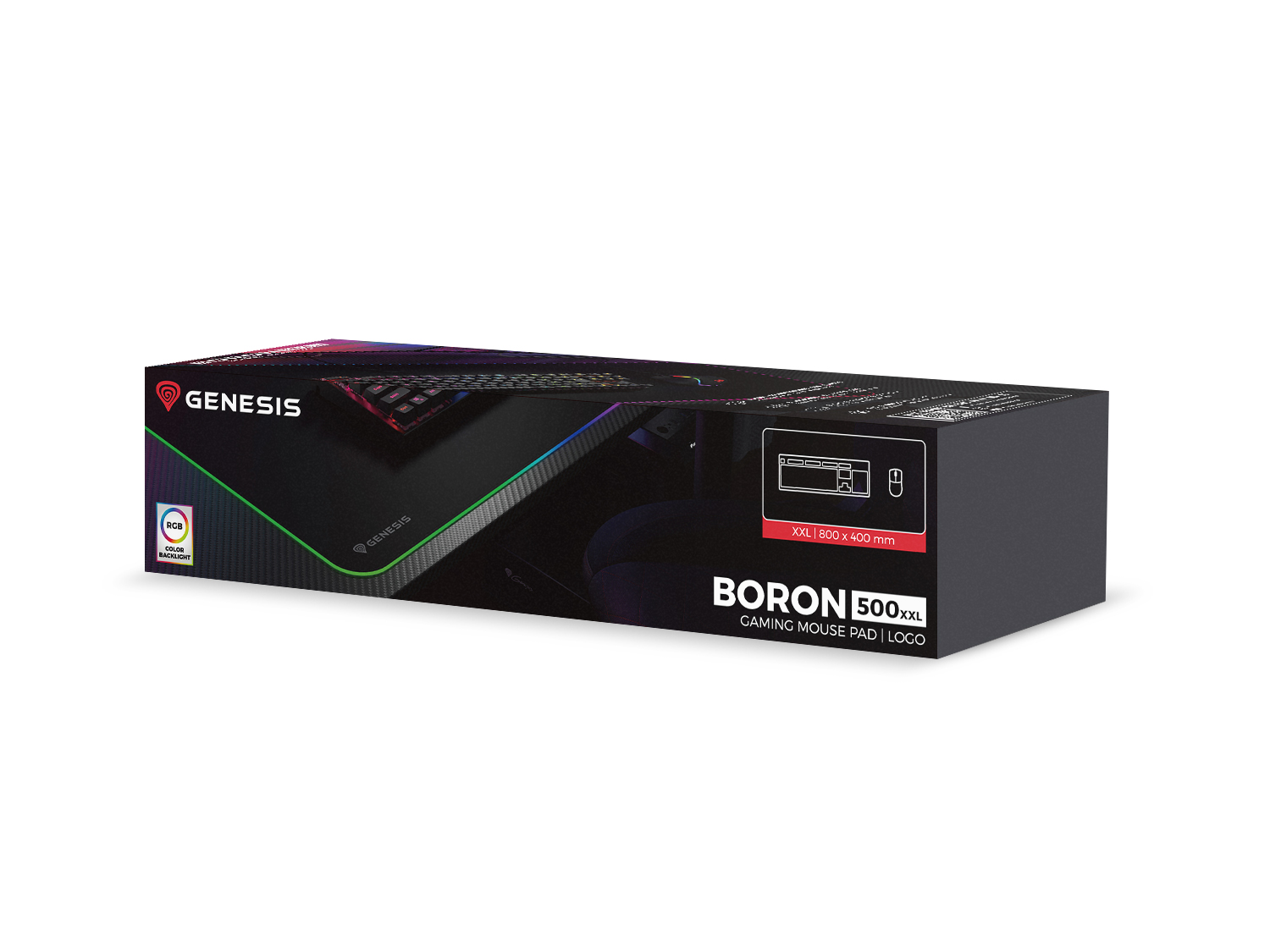 Obrázek Herní podložka pod myš s RGB podsvícením Genesis BORON 500 XXL, 800x400mm