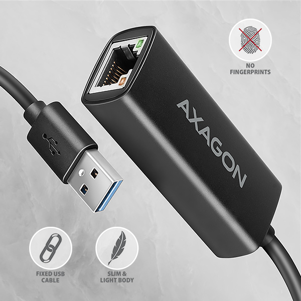 Obrázek AXAGON ADE-AR, USB-A 3.2 Gen 1 - Gigabit Ethernet síťová karta, Realtek 8153, auto instal