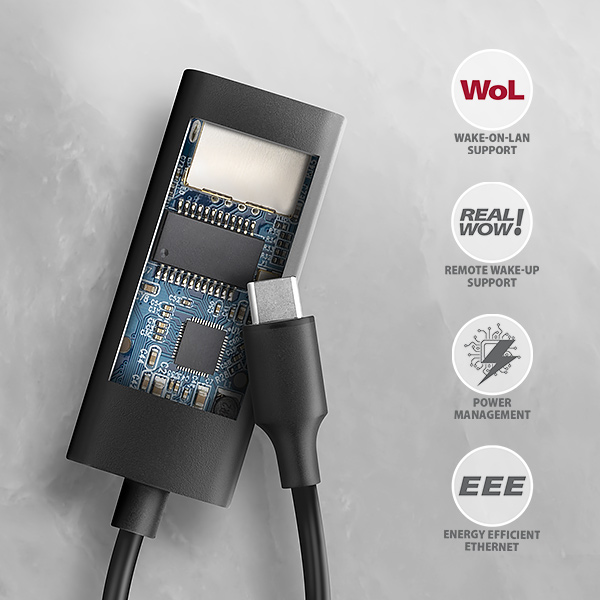 Obrázek AXAGON ADE-ARC, USB-C 3.2 Gen 1 - Gigabit Ethernet síťová karta, Realtek 8153, auto instal
