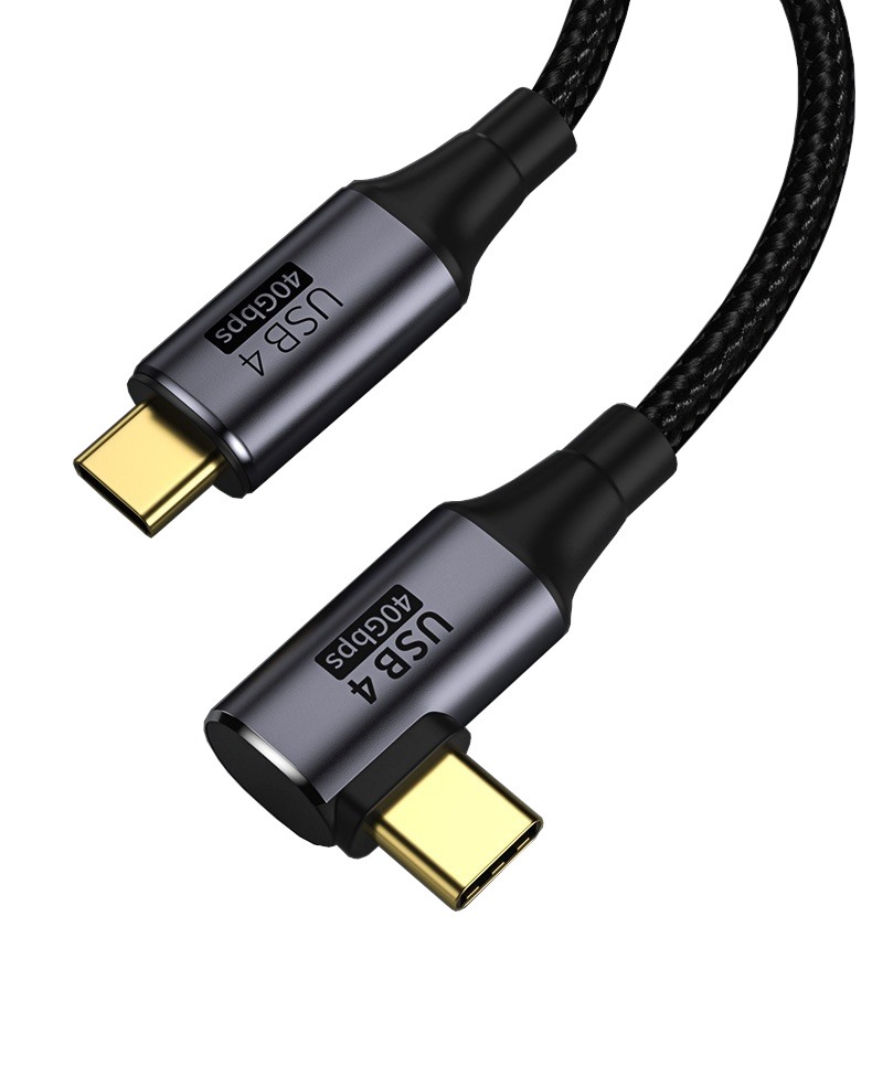 Obrázek PremiumCord USB4 Gen 3x2 40Gbps 8K@60Hz 240W,Thunderbolt,0,8m zahnutý