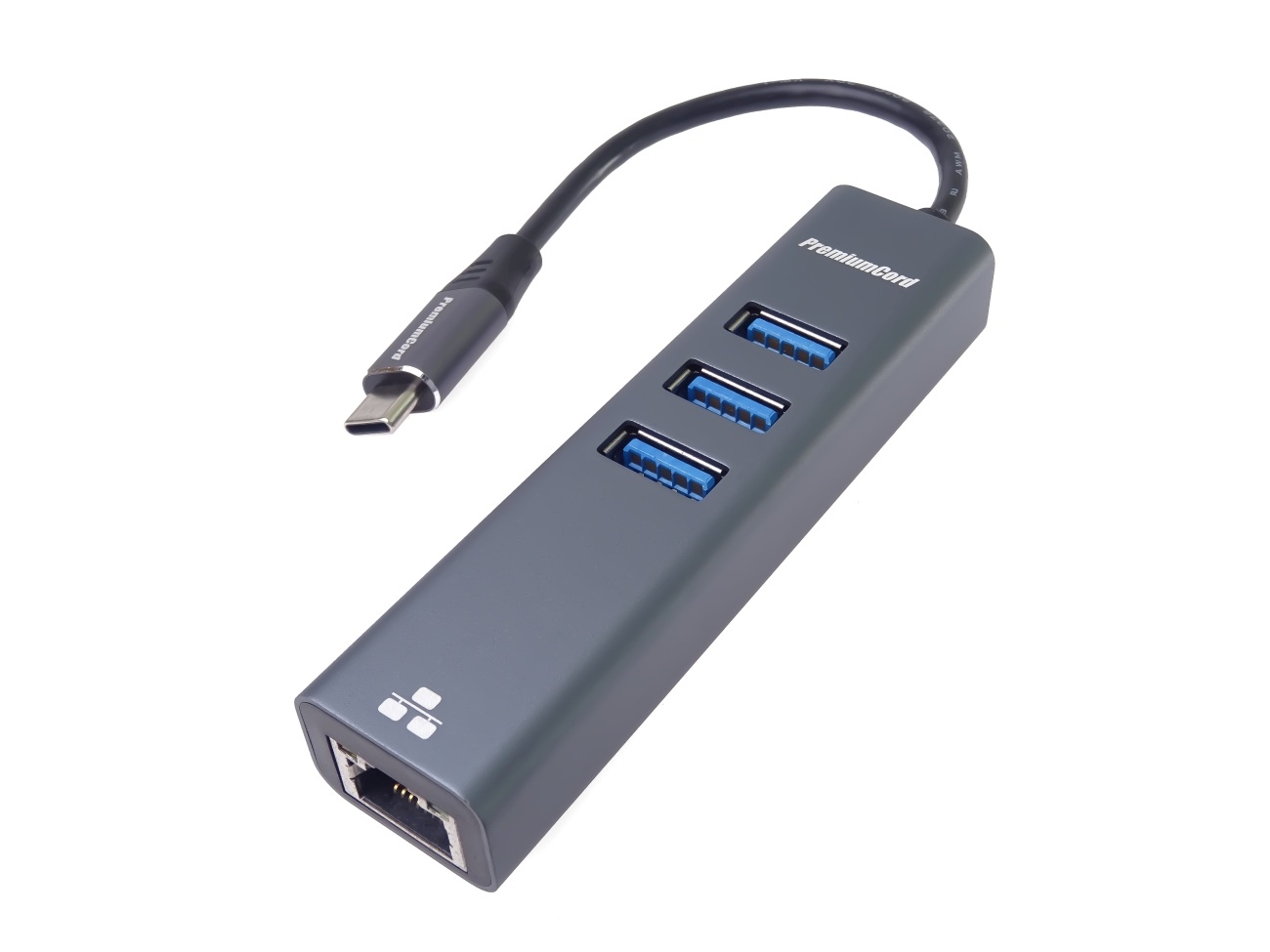 Obrázek PremiumCord Adapter USB-C na Gigabit + 3x USB 3.0