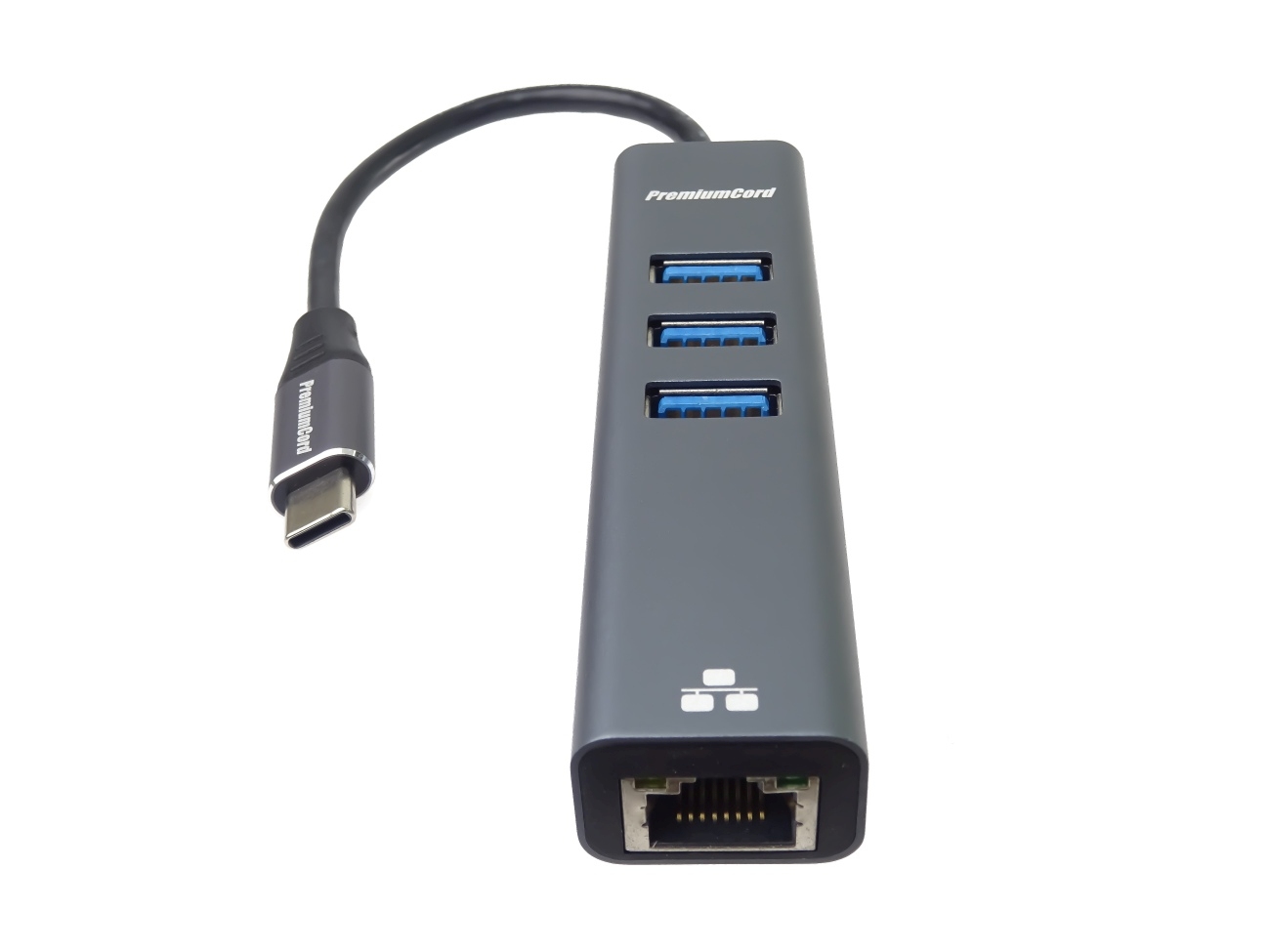 Obrázek PremiumCord Adapter USB-C na Gigabit + 3x USB 3.0