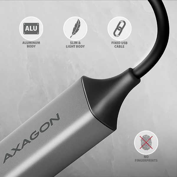 Obrázek AXAGON ADE-TXCA, USB-C + USB-A 3.2 Gen 1 - Gigabit Ethernet síťová karta, Asix AX88179, auto instal