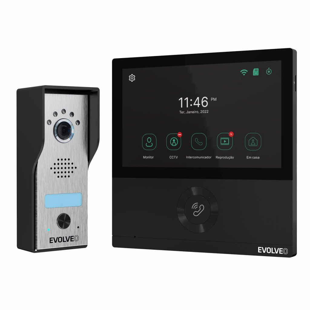 Obrázek EVOLVEO DoorPhone AHD7, Sada domácího WiFi videotelefonu s ovládáním brány nebo dveří, černý monitor