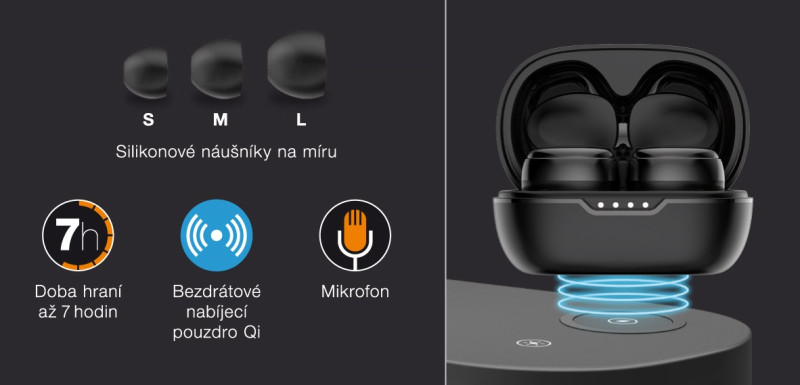 Obrázek Bluetooth sluchátka ALIGATOR PODS PRO 2, černá