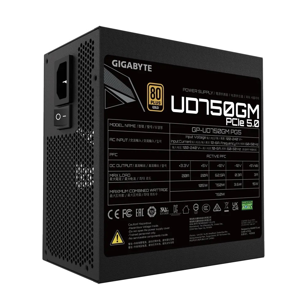 Obrázek Gigabyte UD750GM PG5/750W/ATX 3.0/80PLUS Gold/Modular