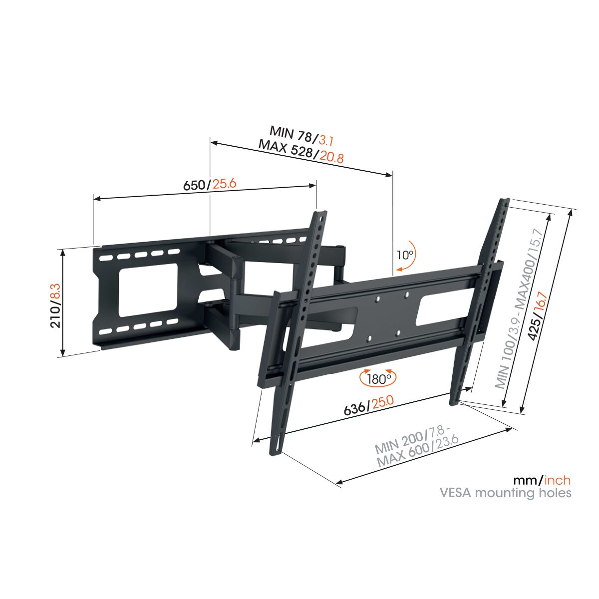 Obrázek Vogel's MA4040, dvojité TV rameno se 4 klouby pro 40-77", 35 kg