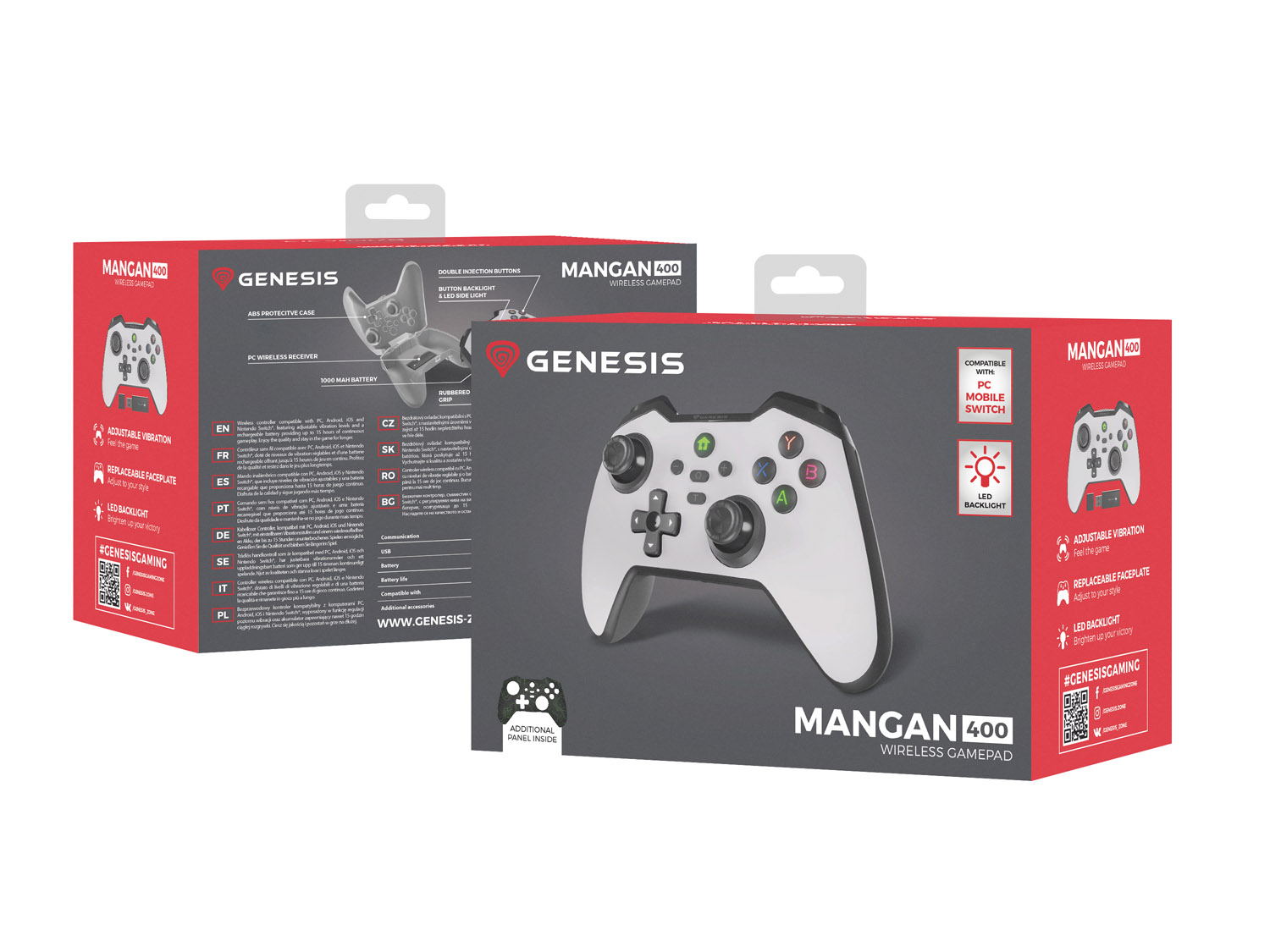 Obrázek Bezdrátový gamepad Genesis MANGAN 400 pro PC/Switch/Mobil, bílý