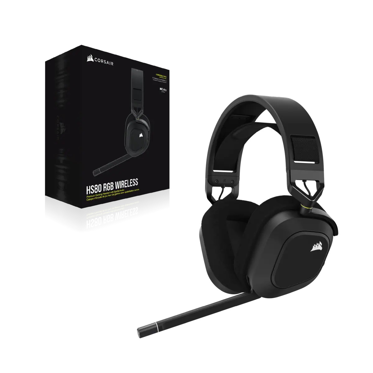 Obrázek Corsair HS80 RGB Wireless/USB/USB/Bezdrát/Černá