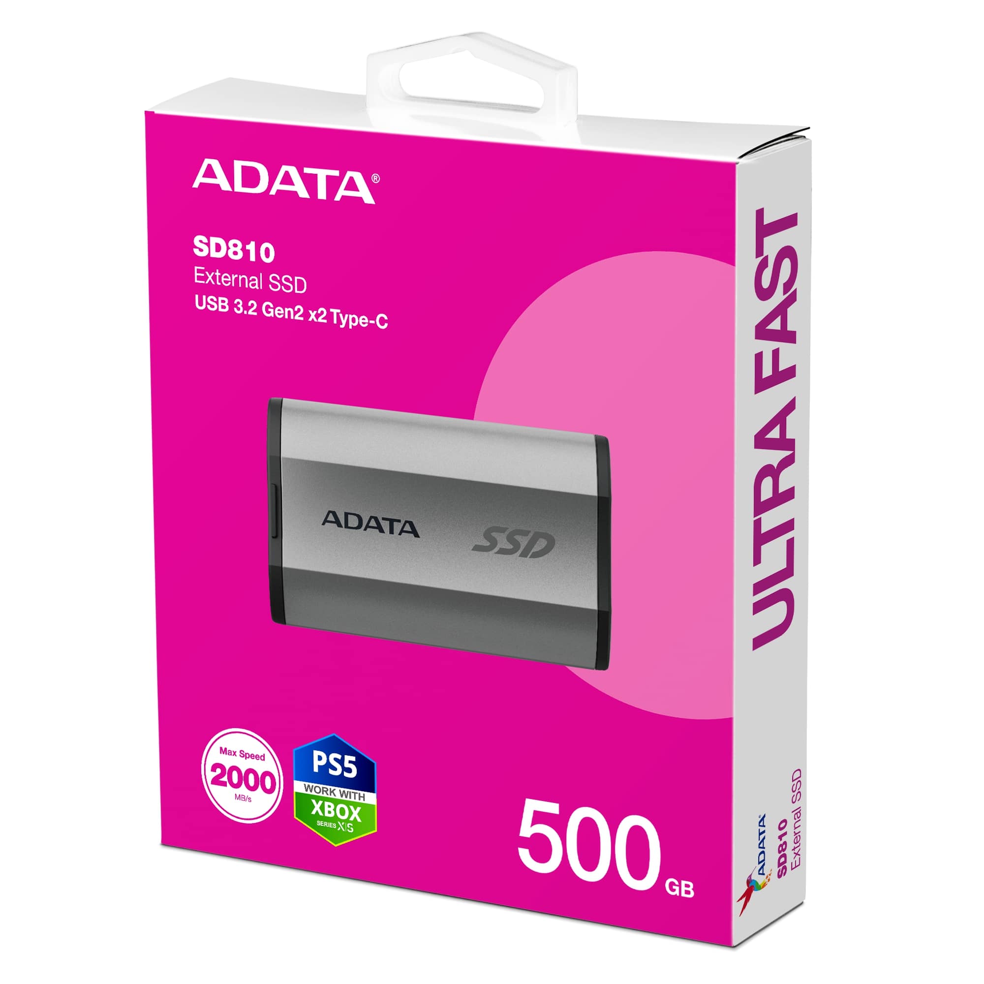 Obrázek ADATA SD810/500GB/SSD/Externí/Stříbrná/5R