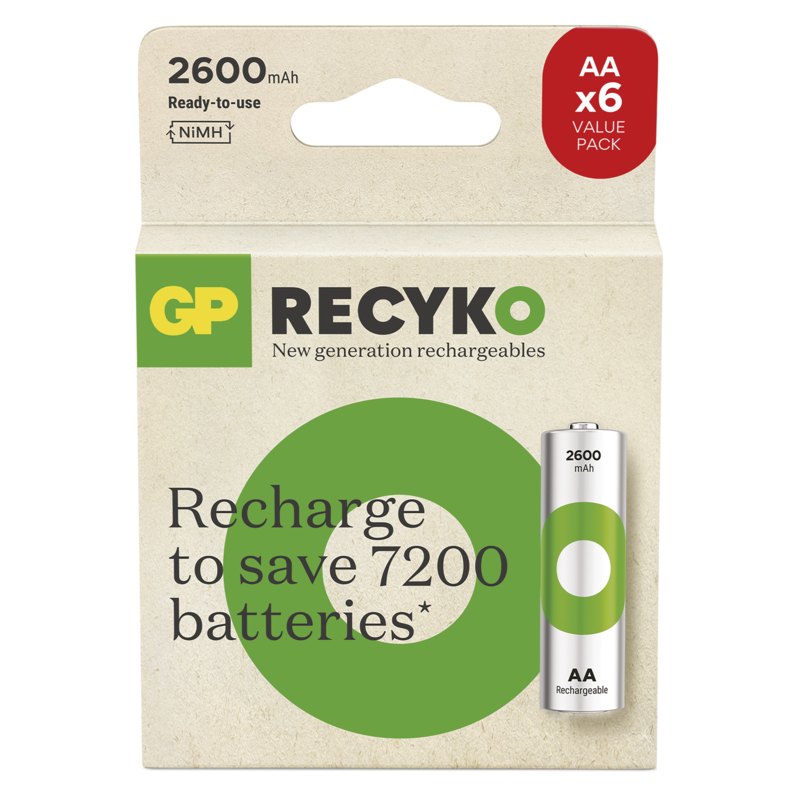 Obrázek GP Nabíjecí bat. ReCyko 2600 AA (HR6) - 6ks