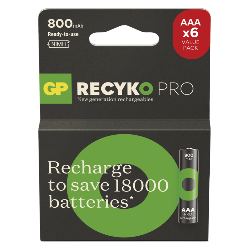 Obrázek GP Nabíjecí bat. ReCyko Pro AAA (HR03) 800mAh- 6ks