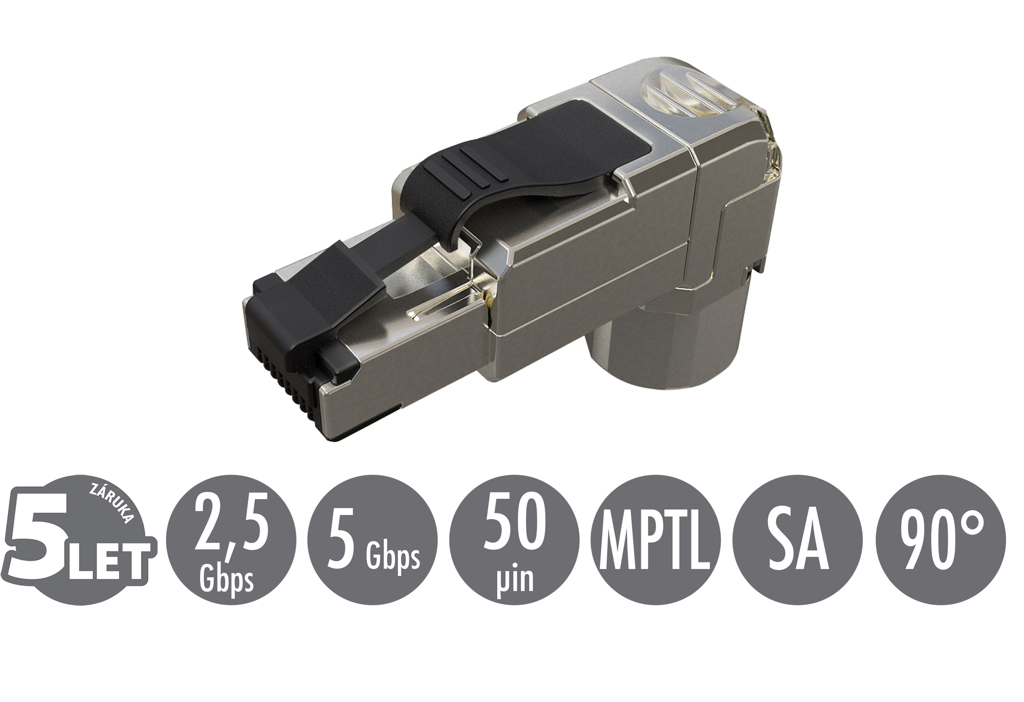 Obrázek Konektor MPTL 90° RJ45 CAT5E STP samořezný SXRJ45-5E-STP-BK-SA-U