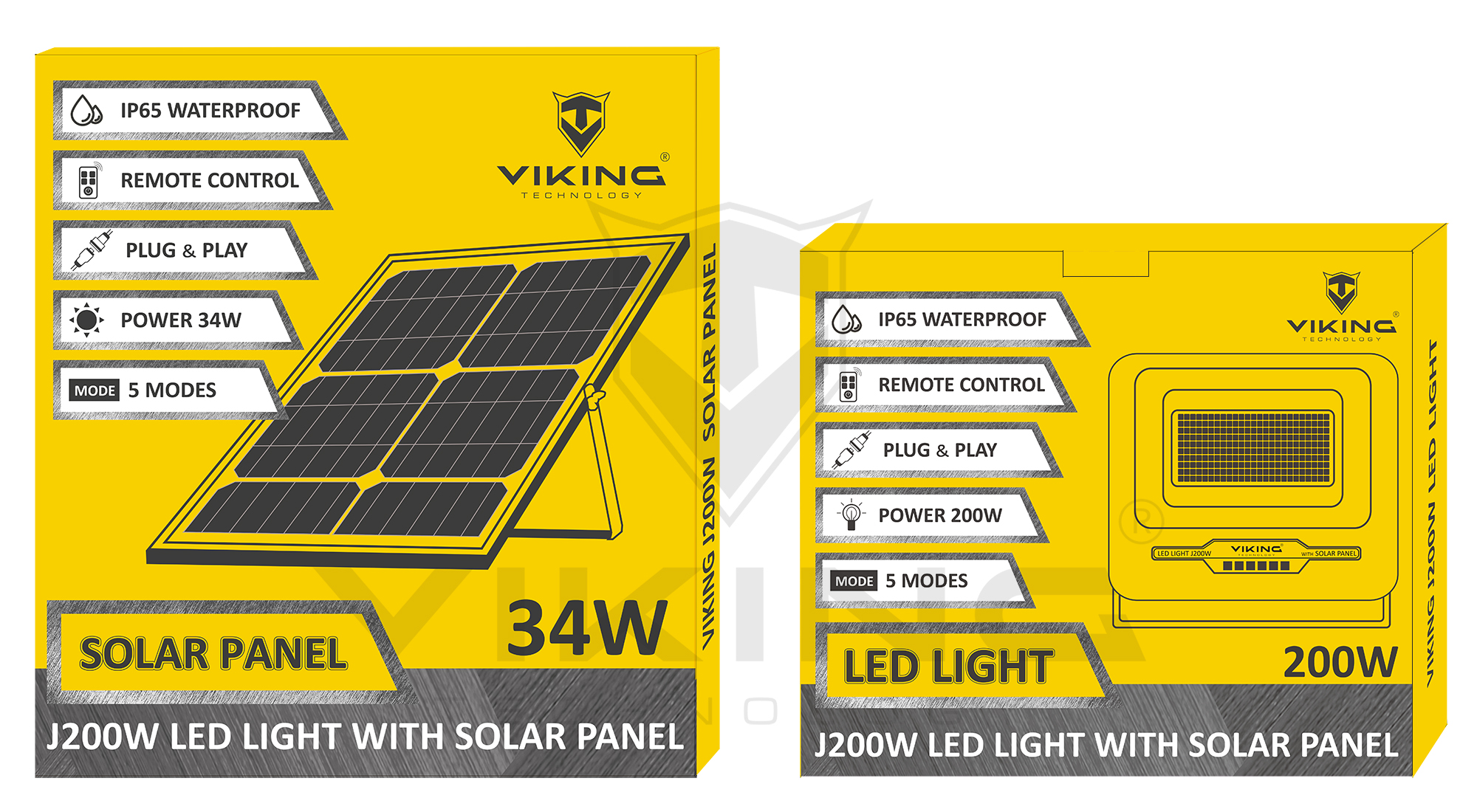 Obrázek LED světlo Viking J200W se solárním panelem