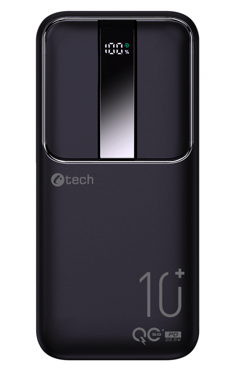 Obrázek Powerbanka C-tech 10000mAh, Li-Pol, 22,5W, USB-C/USB-A/micro USB