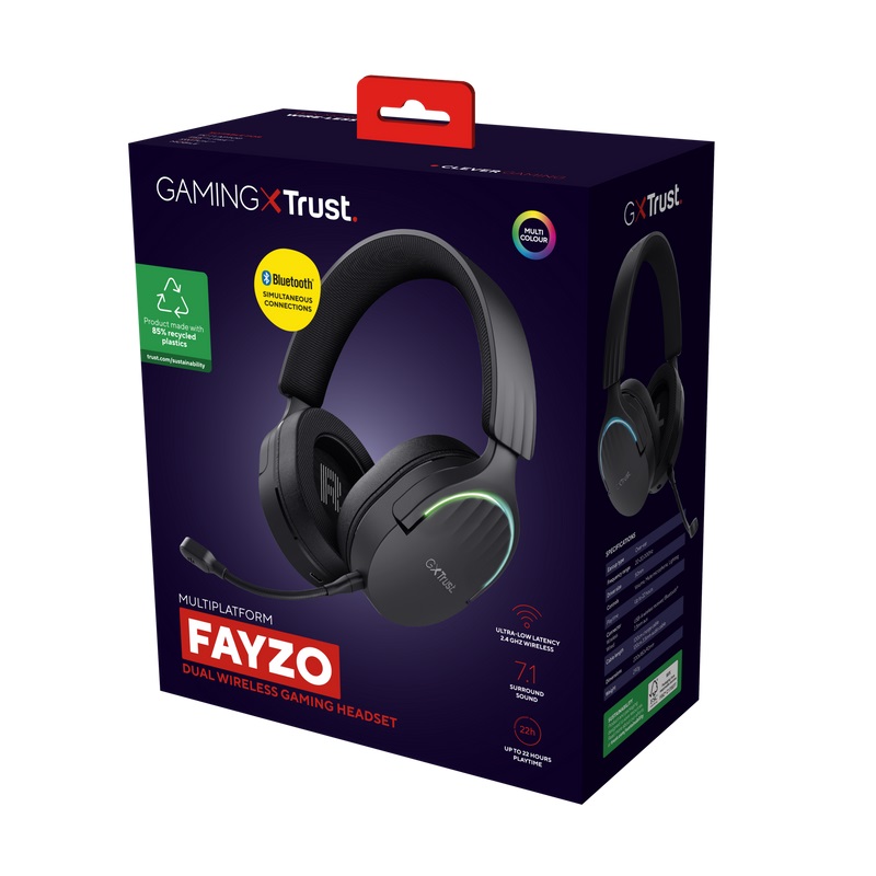 Obrázek Trust Gaming GXT 491 Fayzo/7.1/Jack/Drát/BT-USB/Bezdrát/Černá