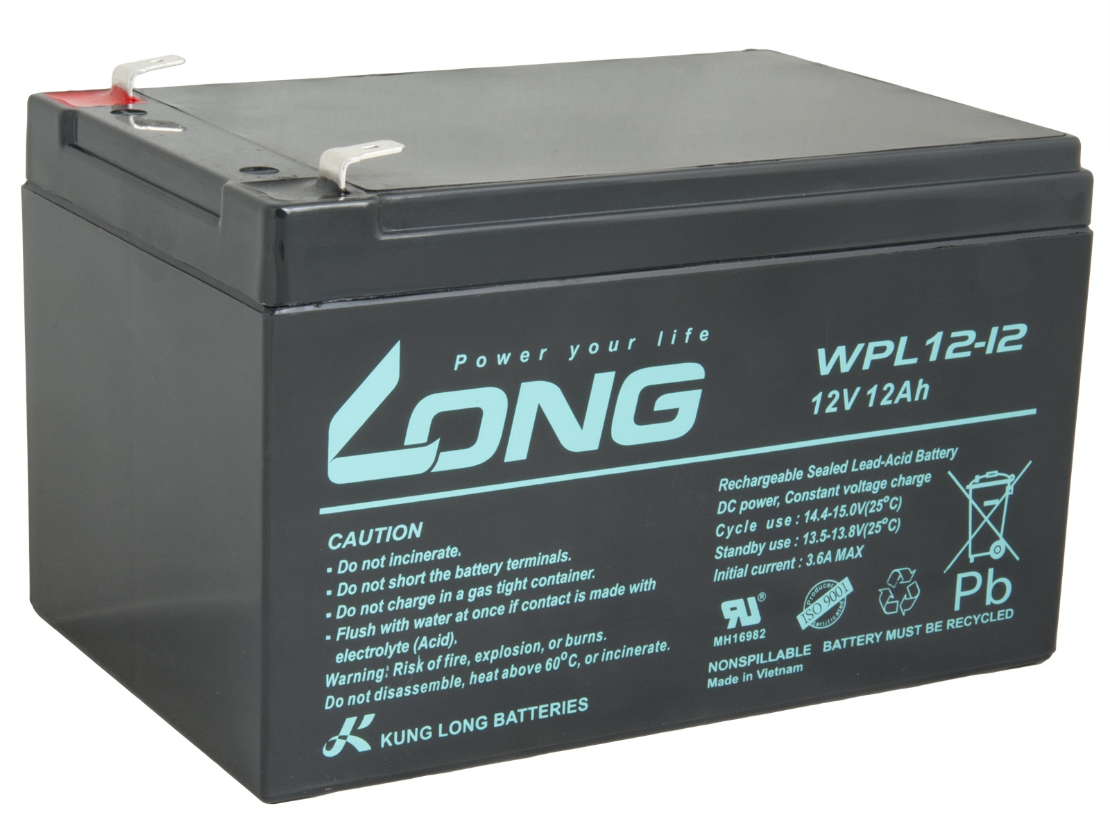 Obrázek LONG baterie 12V 12Ah F2 LongLife 9 let (WPL12-12)