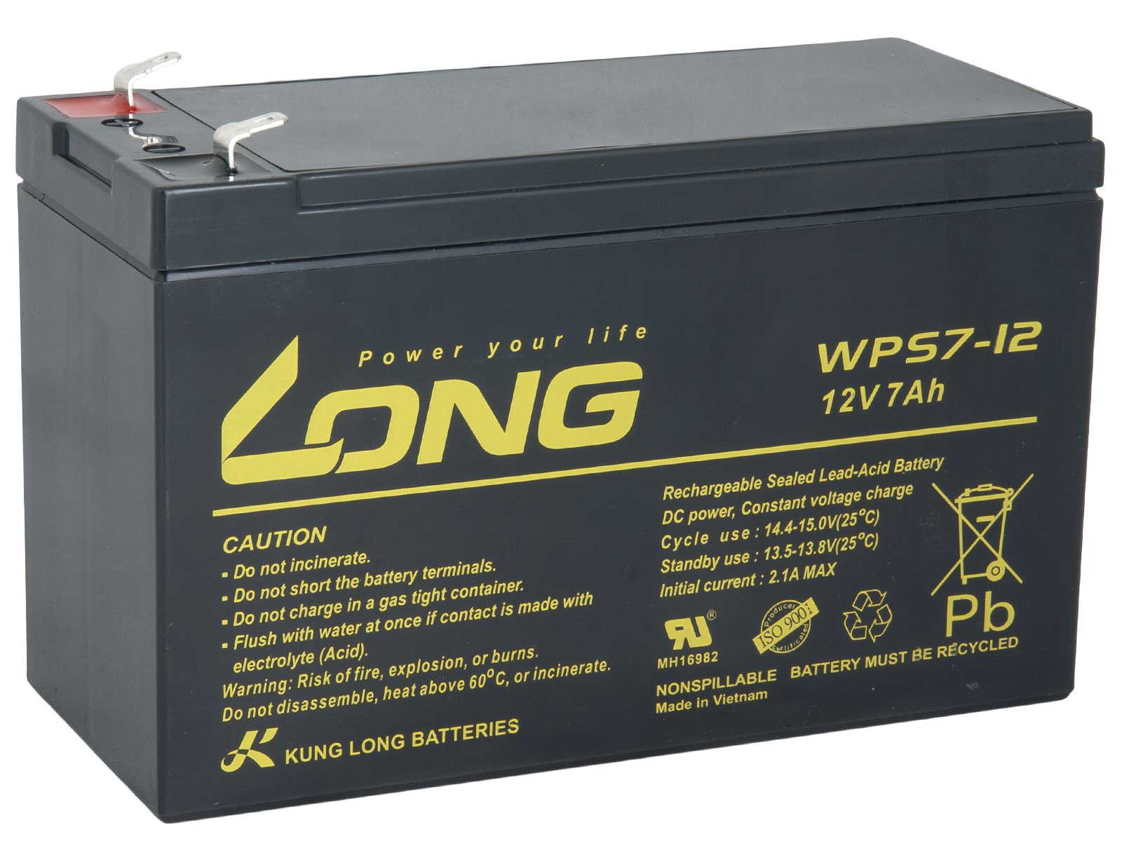 Obrázek LONG baterie 12V 7Ah F1 (WPS7-12)
