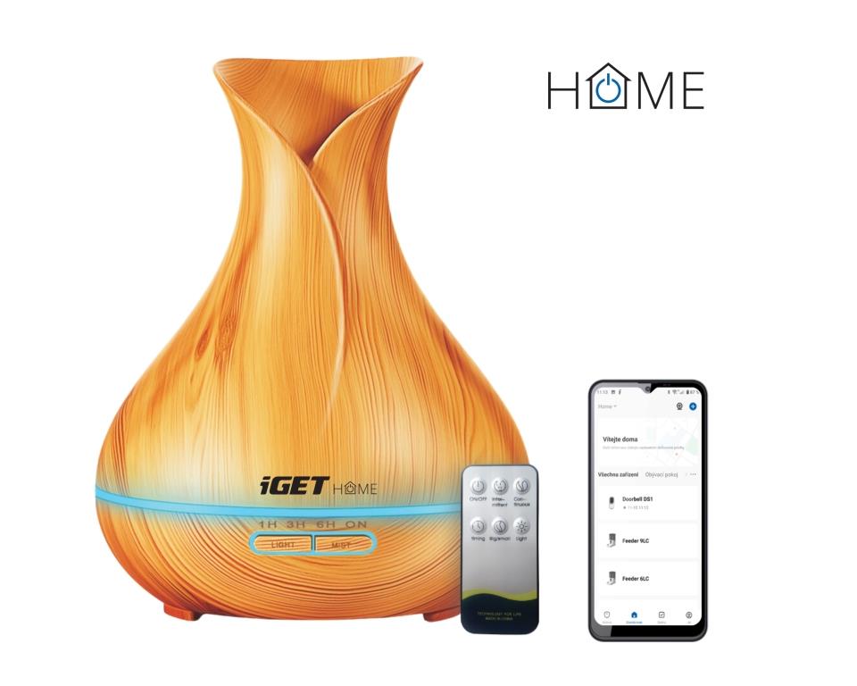 Obrázek iGET HOME Aroma Diffuser AD500 - chytrý aromadifuzér, barevné LED podsvícení, aplikace, ovladač