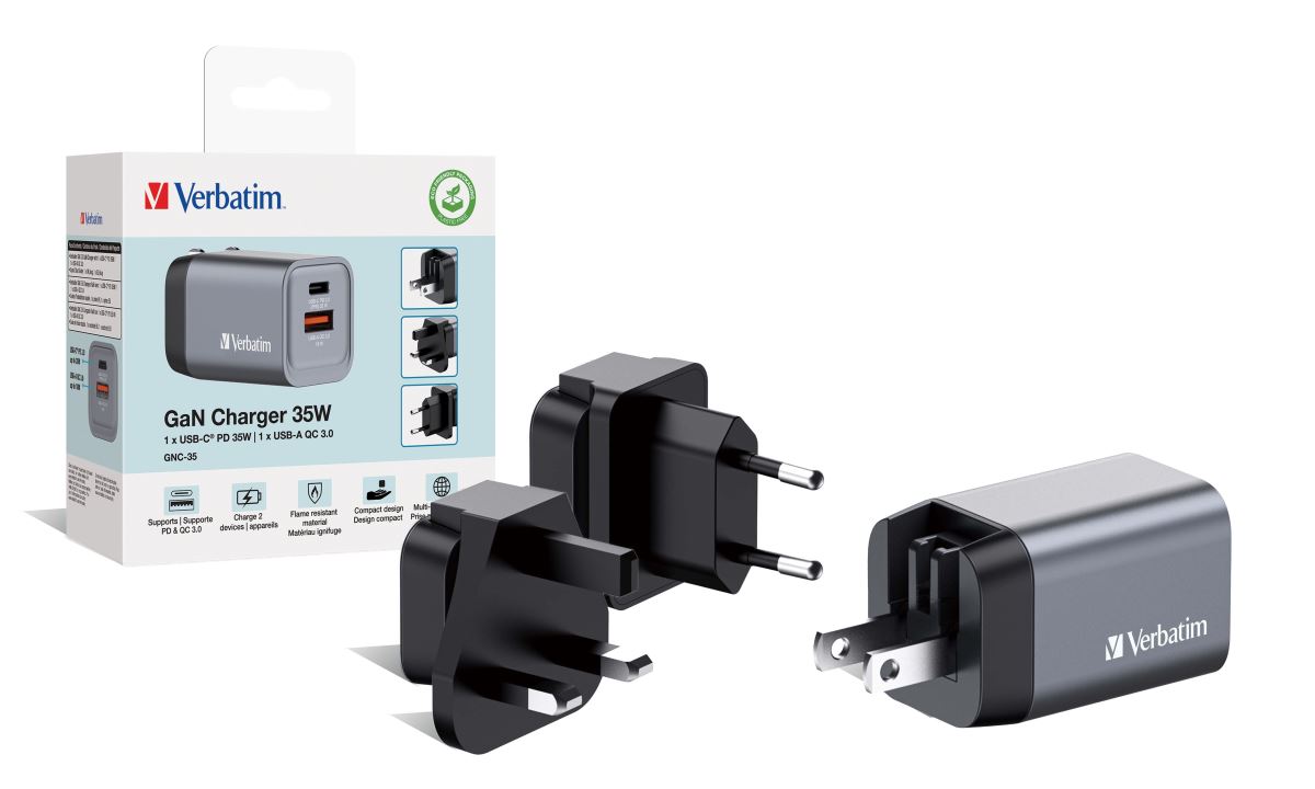 Obrázek Cestovní adaptér Verbatim GNC-35, USB-C 35W, USB-A