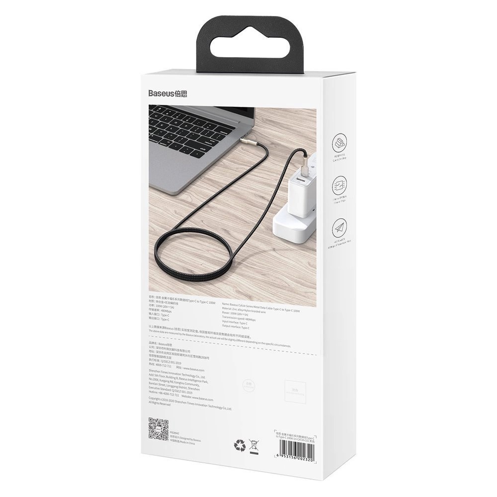 Obrázek Baseus Datový kabel Cafule USB-C/USB-C 1m 100W (20V 5A) černý