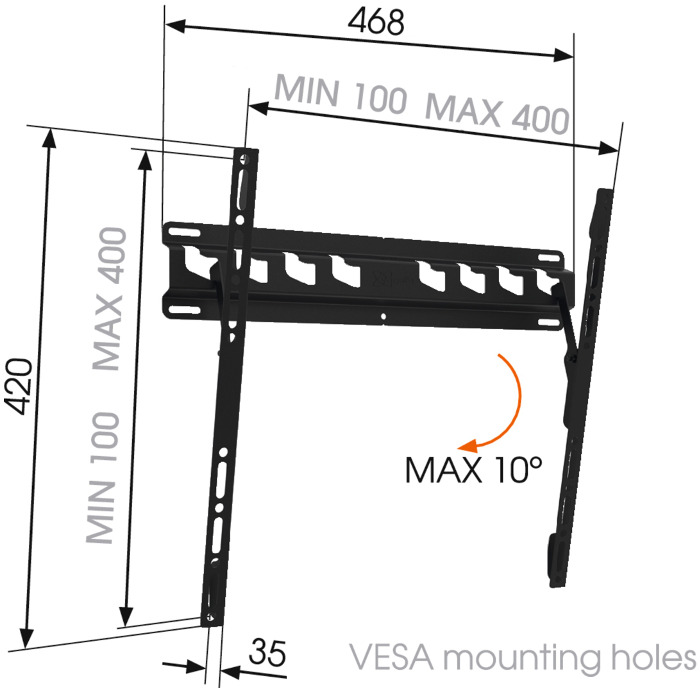 Obrázek Vogel's MA 3010 nástěnný LCD držák, 32-65", náklon