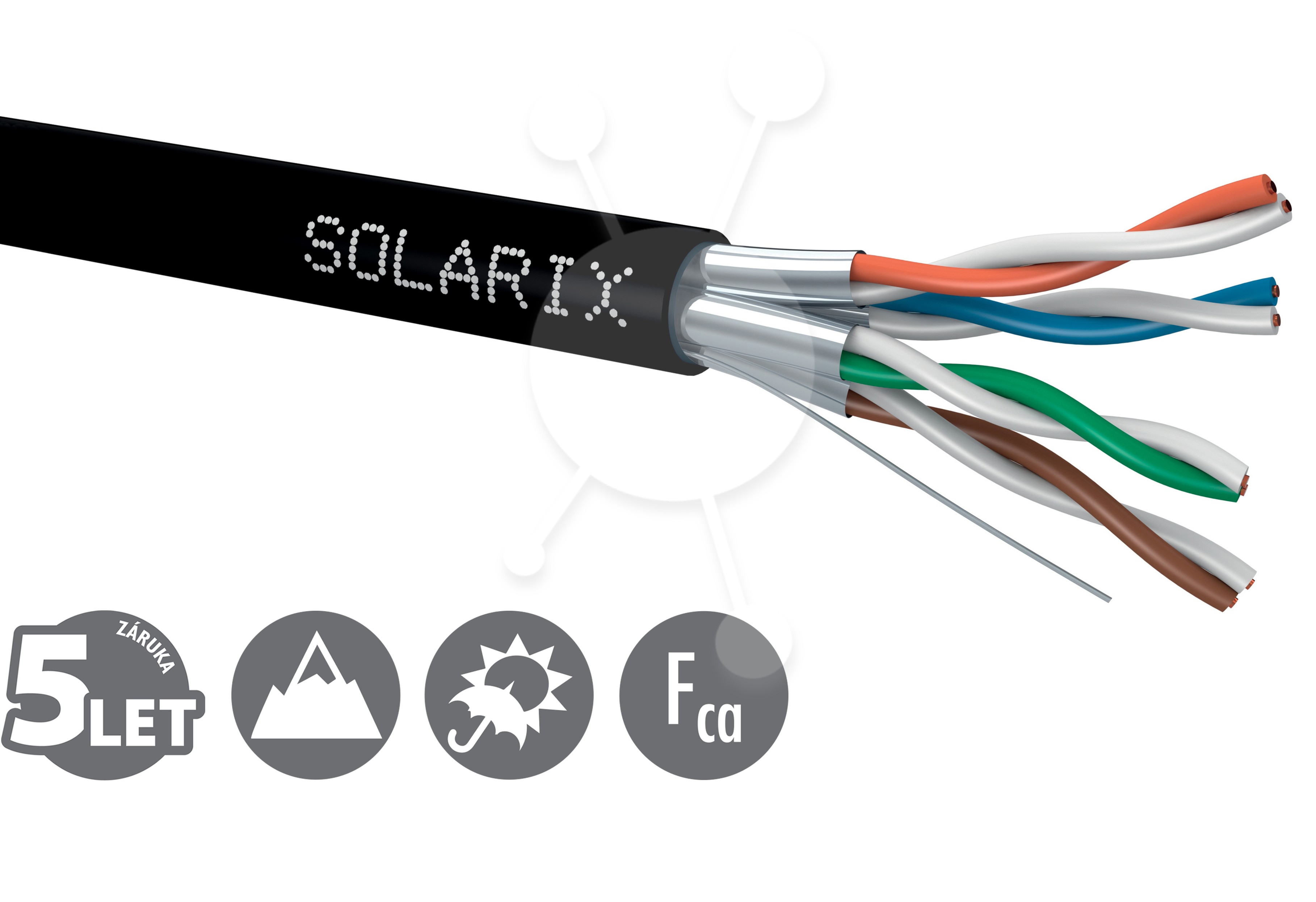 Instalační kabel Solarix CAT6A STP PE Fca 500m/cívka venkovní SXKD-6A-STP-PE