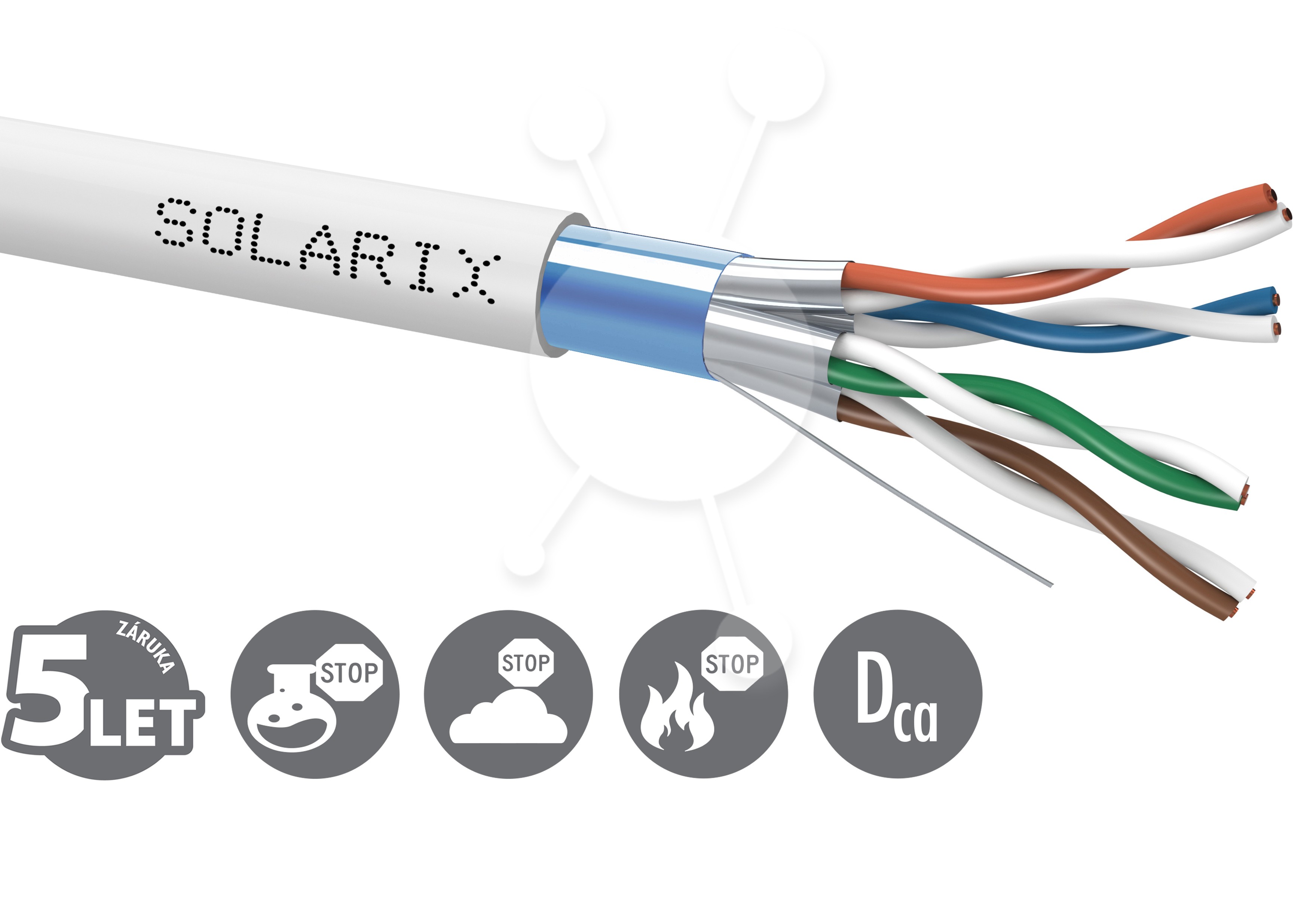 Instalační kabel Solarix CAT6A FFTP LSOH Dca-s2,d2,a1 500m/cívka SXKD-6A-FFTP-LSOH