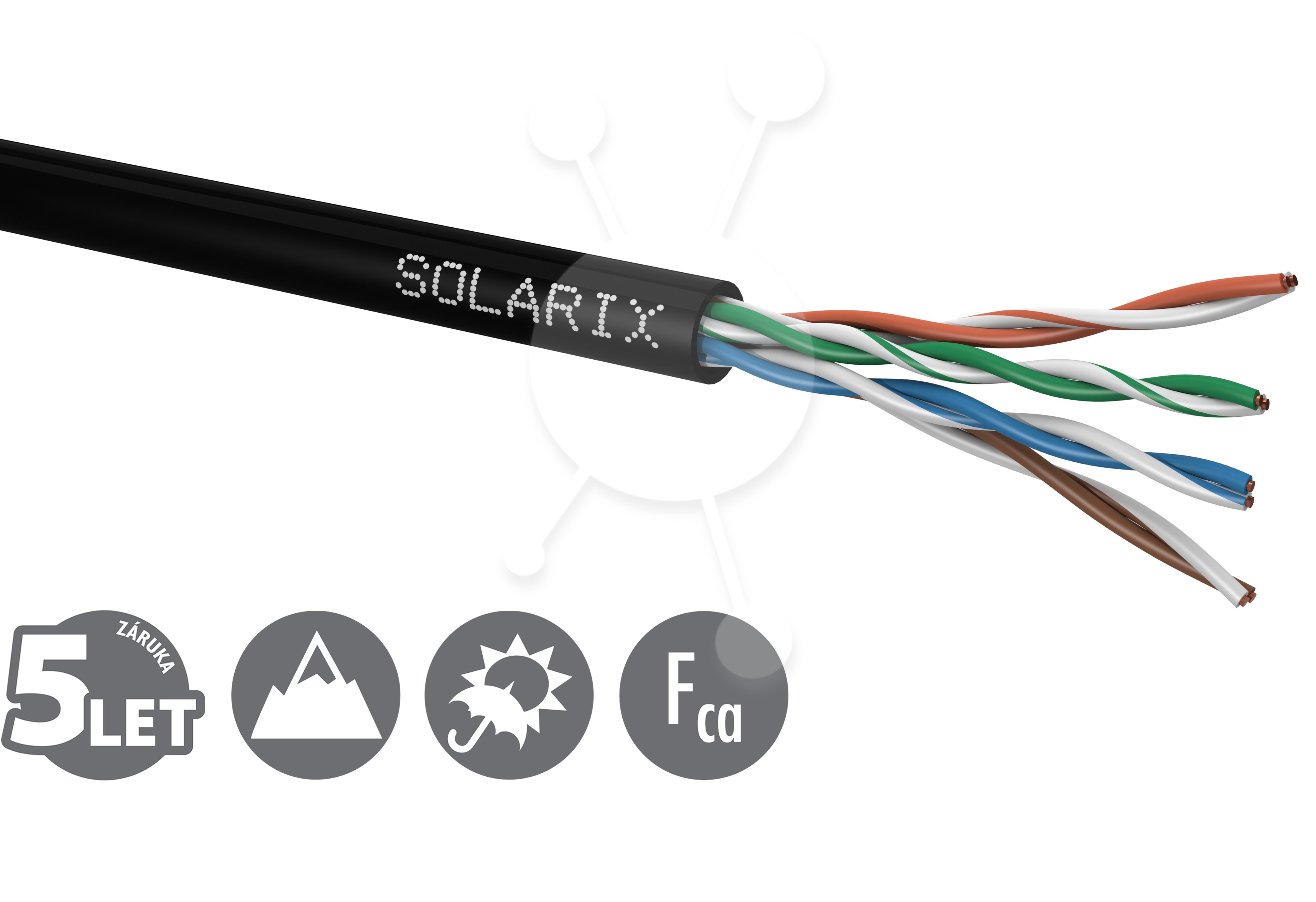 Instalační kabel Solarix CAT5E UTP PE Fca venkovní 100m/box SXKD-5E-UTP-PE