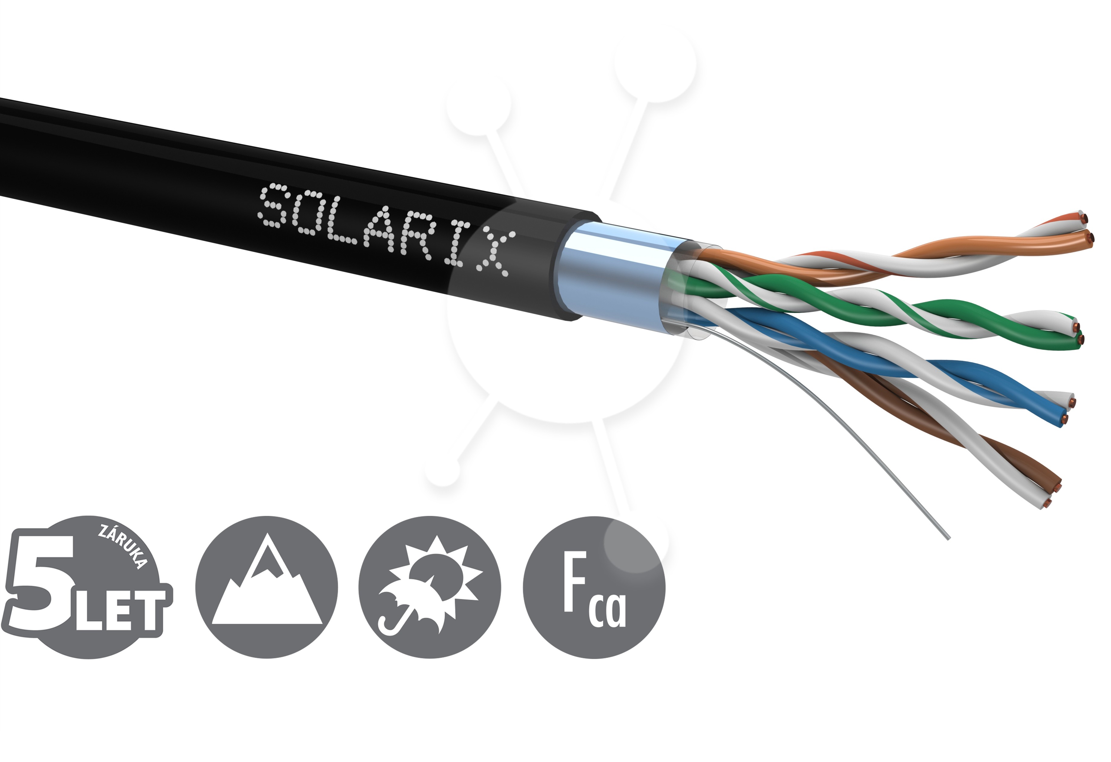 Instalační kabel Solarix CAT5E FTP PE Fca venkovní 100m/box SXKD-5E-FTP-PE