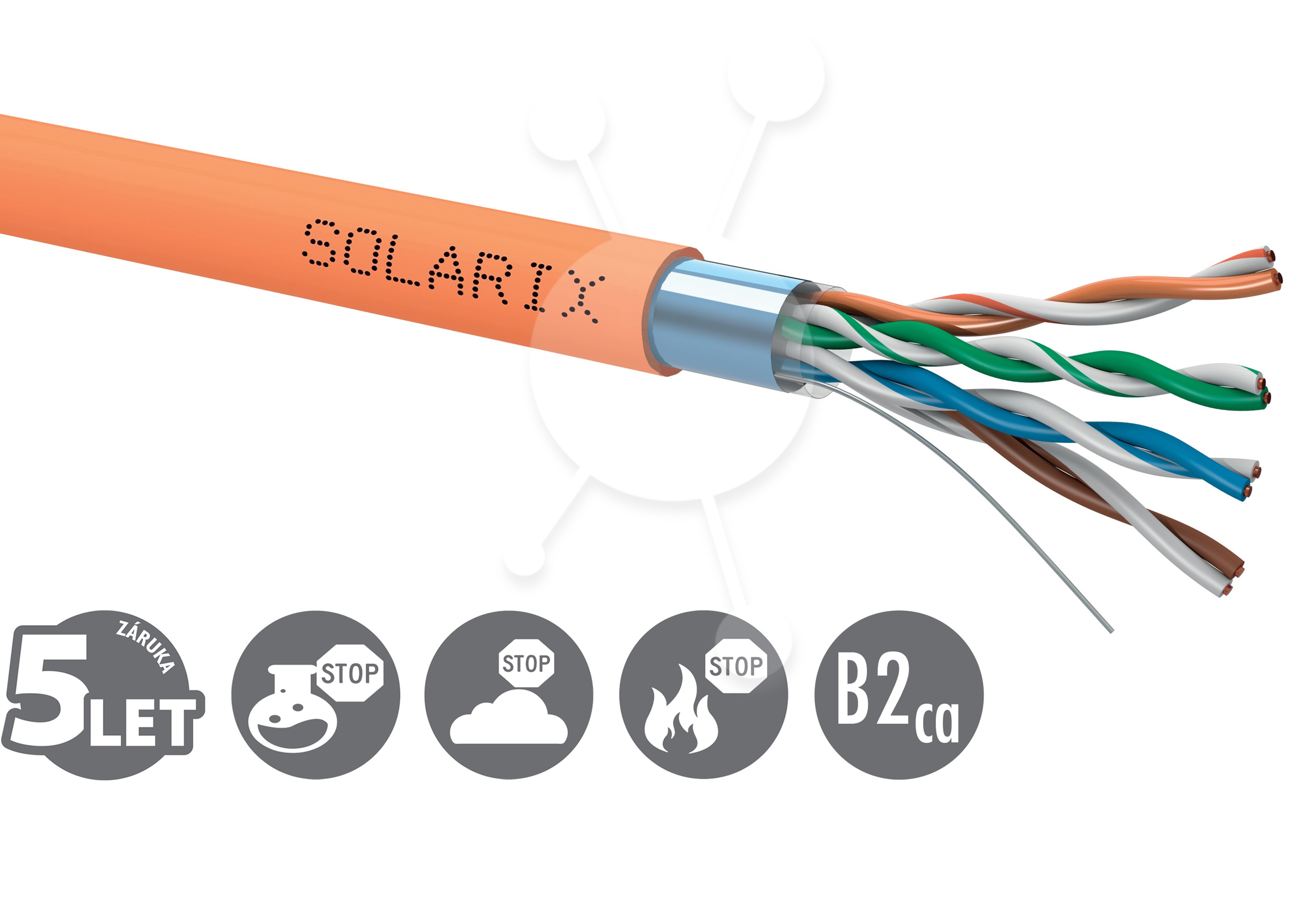 Obrázek Instalační kabel Solarix CAT5E FTP LSOHFR B2ca-s1,d1,a1 500m/cívka SXKD-5E-FTP-LSOHFR-B2ca