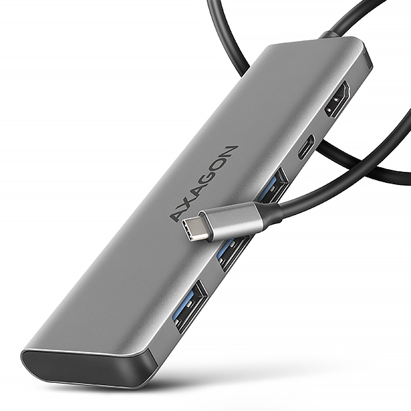 Obrázek AXAGON HMC-5H, USB 5Gbps hub, 3x USB-A, HDMI 4k/30Hz, PD 100W, kabel USB-C 100cm