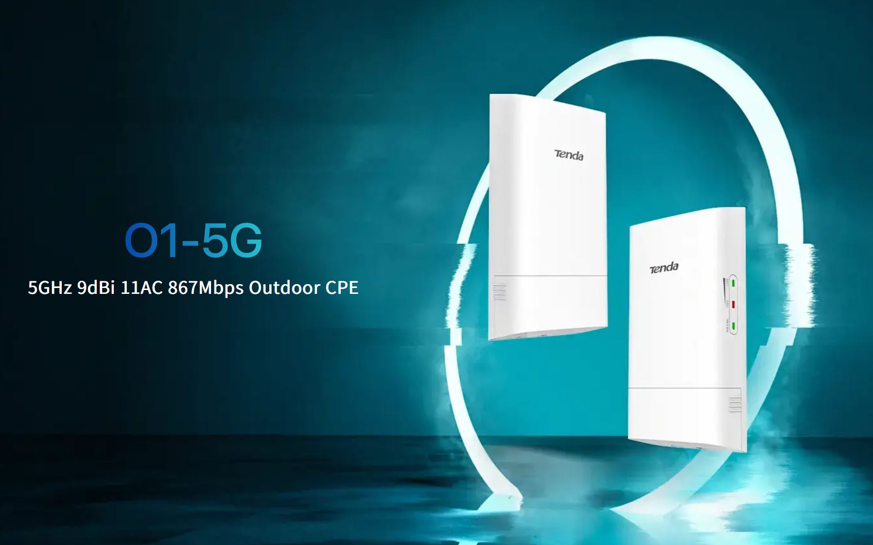 Obrázek Tenda O1-5G Outdoor CPE 5 GHz WiFi-AC 867Mb/s, 9 dBi, IP65, pasivní PoE výhybka + adaptér