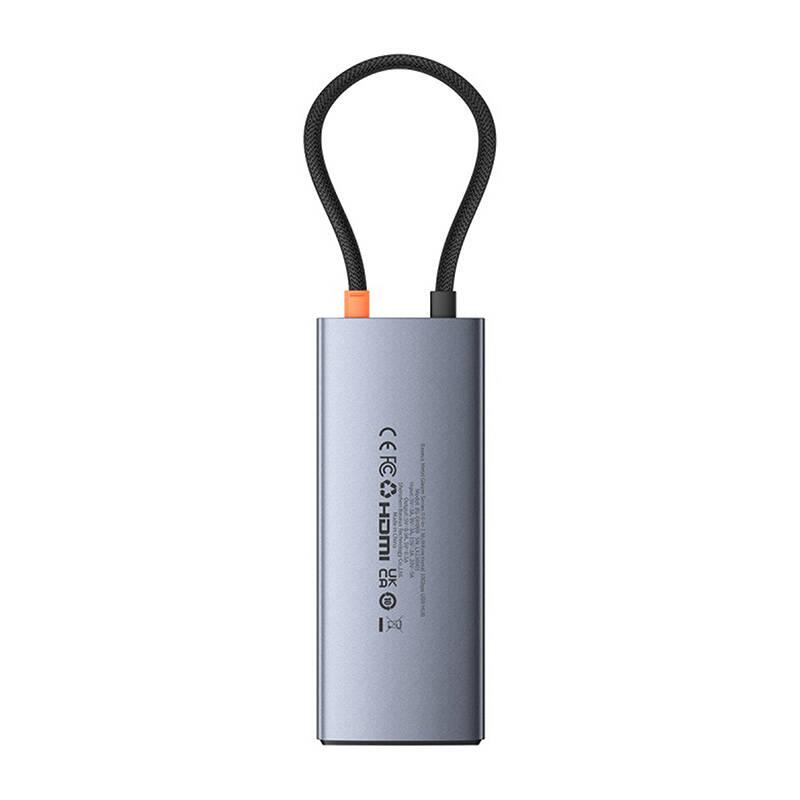 Obrázek Baseus hub Series 2 USB 6v1 (USB-C/HDMI4K60Hz/USB-C(10Gbps)/USB-A(10Gbps)/RJ45/USB-C(PD) šedý