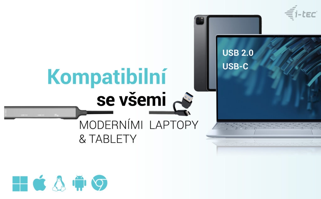 Obrázek i-tec USB-A/USB-C Metal HUB 1x USB-C 3.1 + 3x USB 2.0