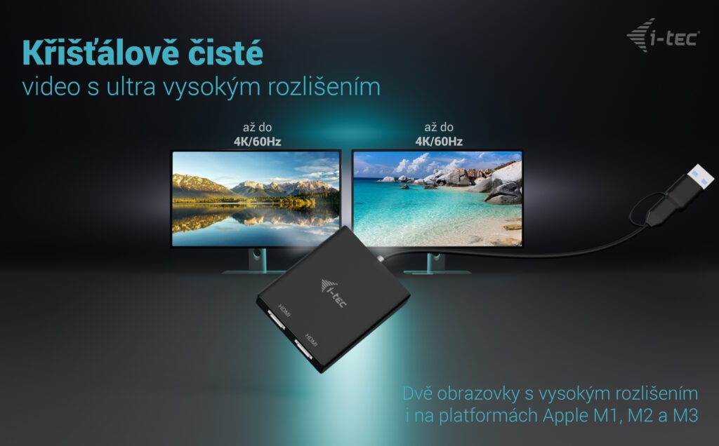 Obrázek i-tec USB-A/USB-C Dual 4K HDMI Video Adapter