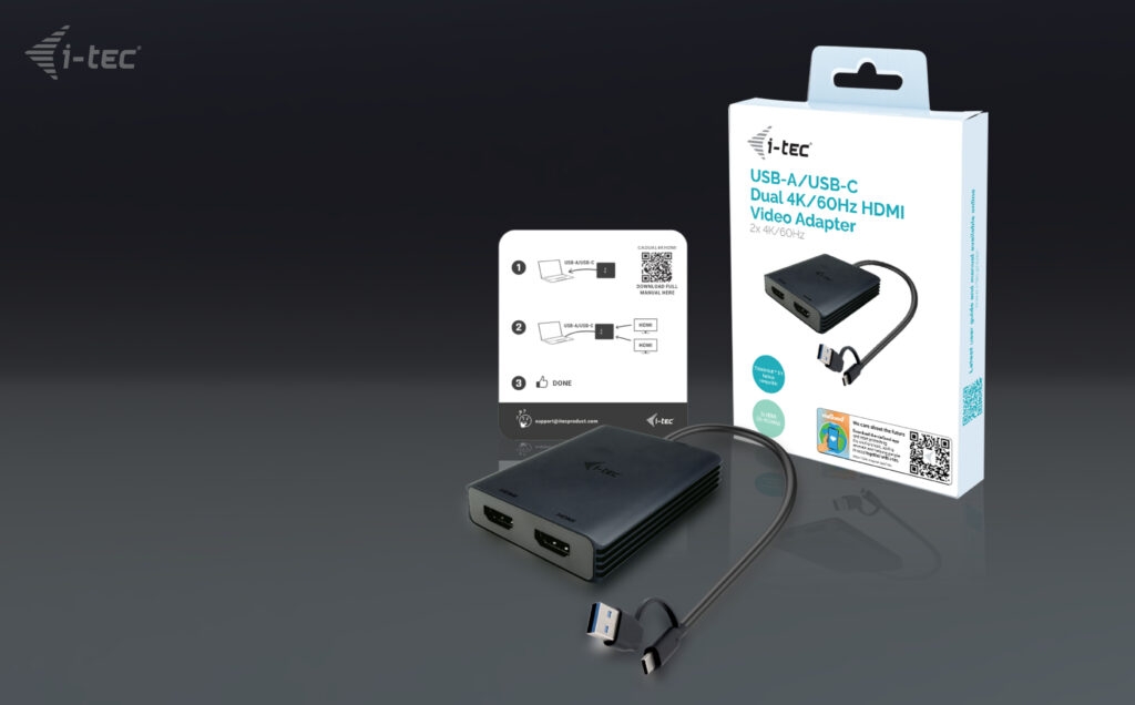 Obrázek i-tec USB-A/USB-C Dual 4K HDMI Video Adapter