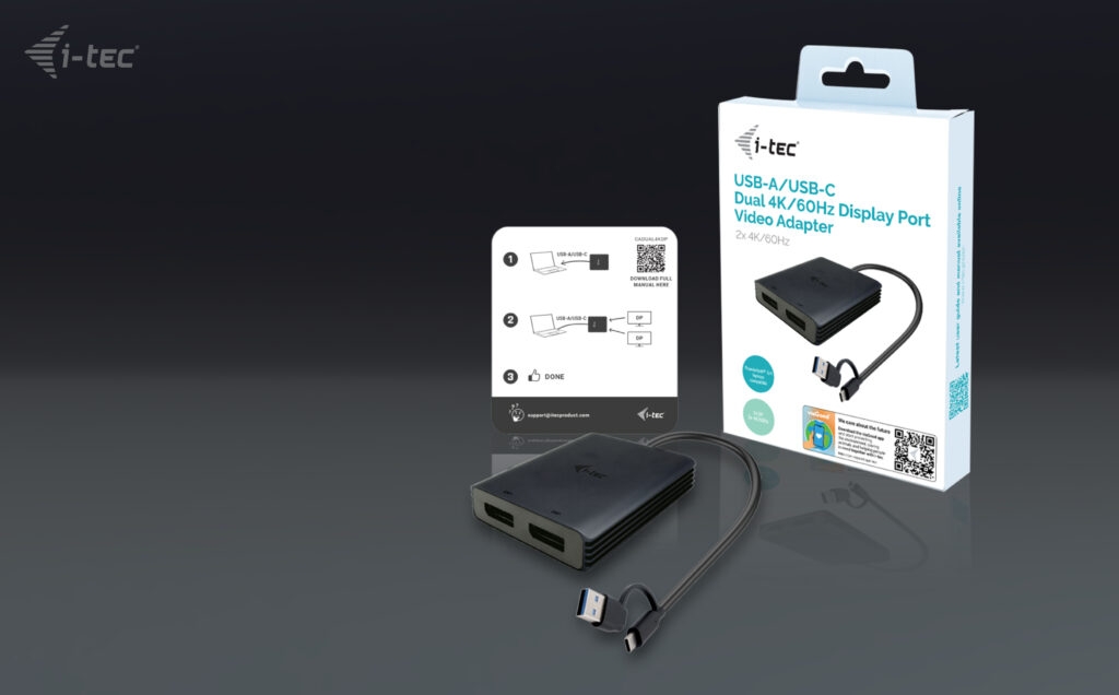 Obrázek i-tec USB-A/USB-C Dual 4K DP Video Adapter