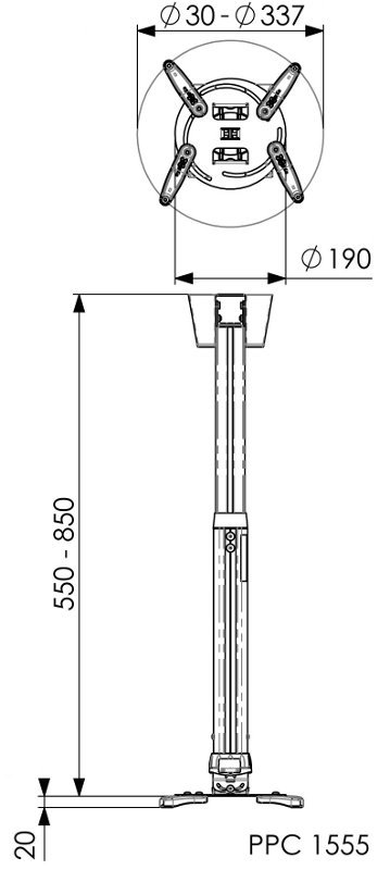 Obrázek Teleskopický držák projektoru Vogel's PPC 1555, 55-85cm, bílý