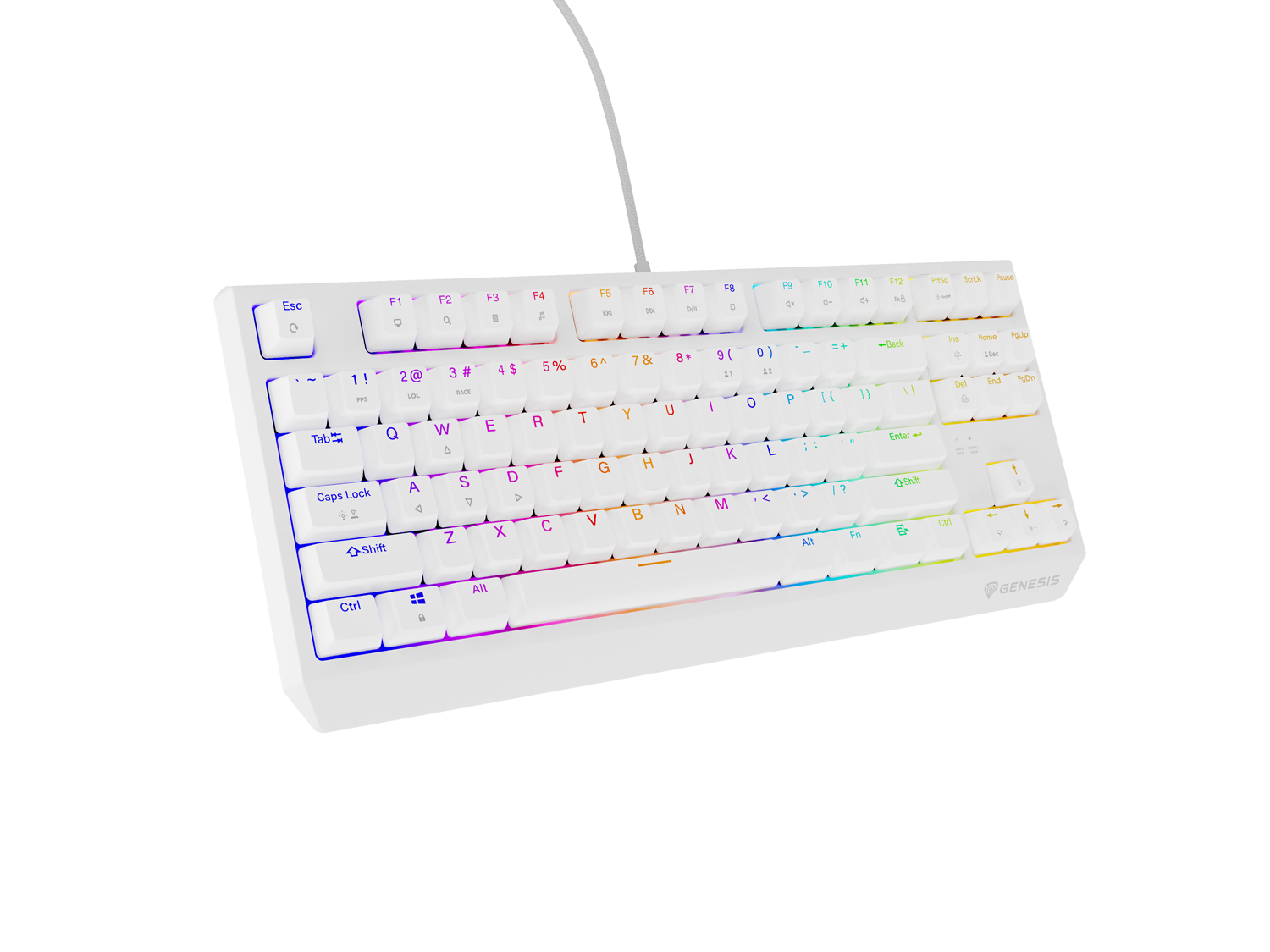 Obrázek Genesis herní klávesnice THOR 230/TKL/RGB/Outemu Red/Drátová USB/US layout/Bílá