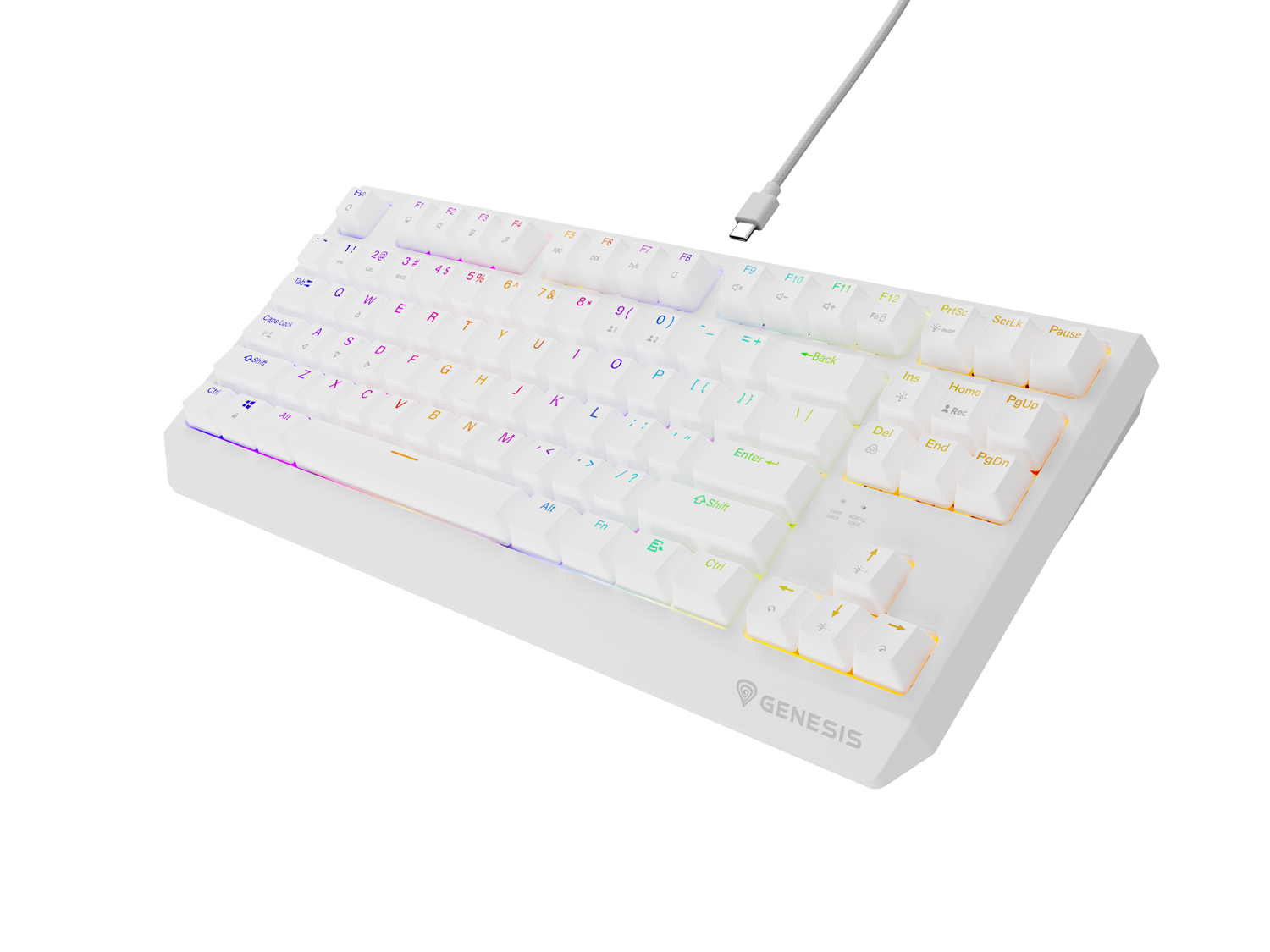 Obrázek Genesis herní klávesnice THOR 230/TKL/RGB/Outemu Red/Drátová USB/US layout/Bílá