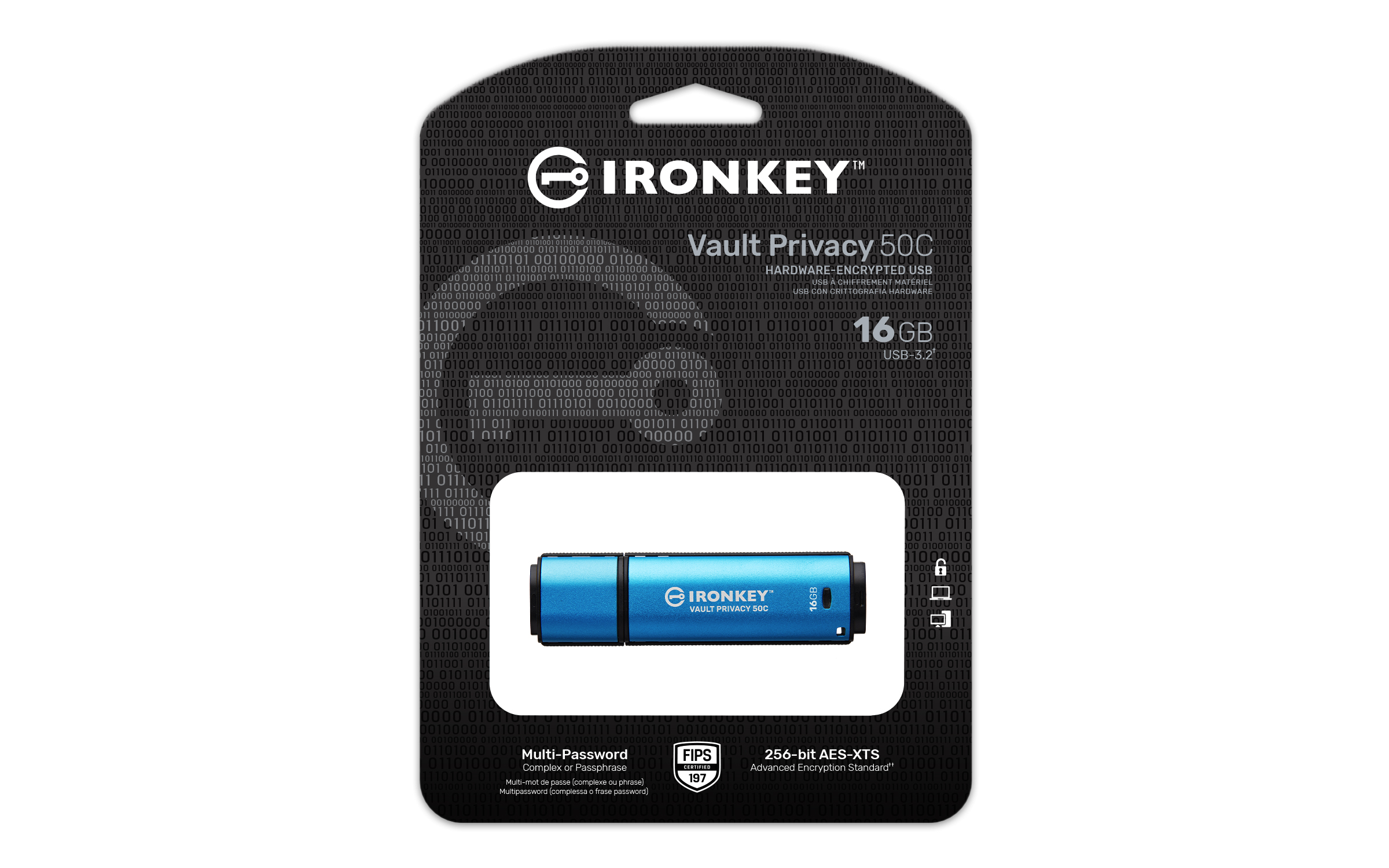 Obrázek Kingston Ironkey Vault Privacy 50C/16GB/USB 3.2/USB-C/Modrá