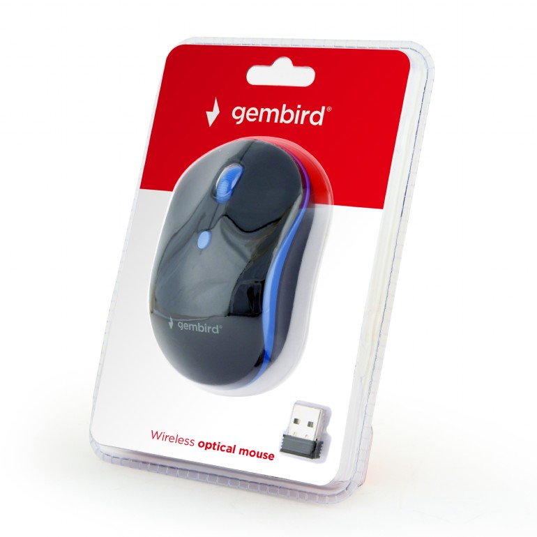 Obrázek Gembird MUSW-4B-03-B/Cestovní/Optická/1 600 DPI/Bezdrátová USB/Černá-modrá