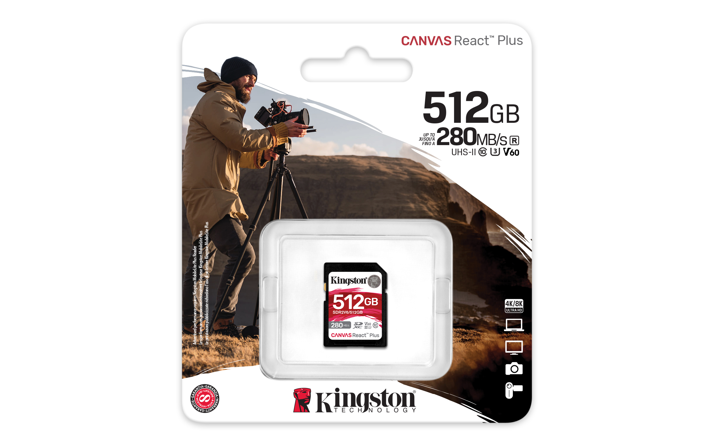 Obrázek Kingston Canvas React Plus/SDHC/512GB/UHS-II U3 / Class 10