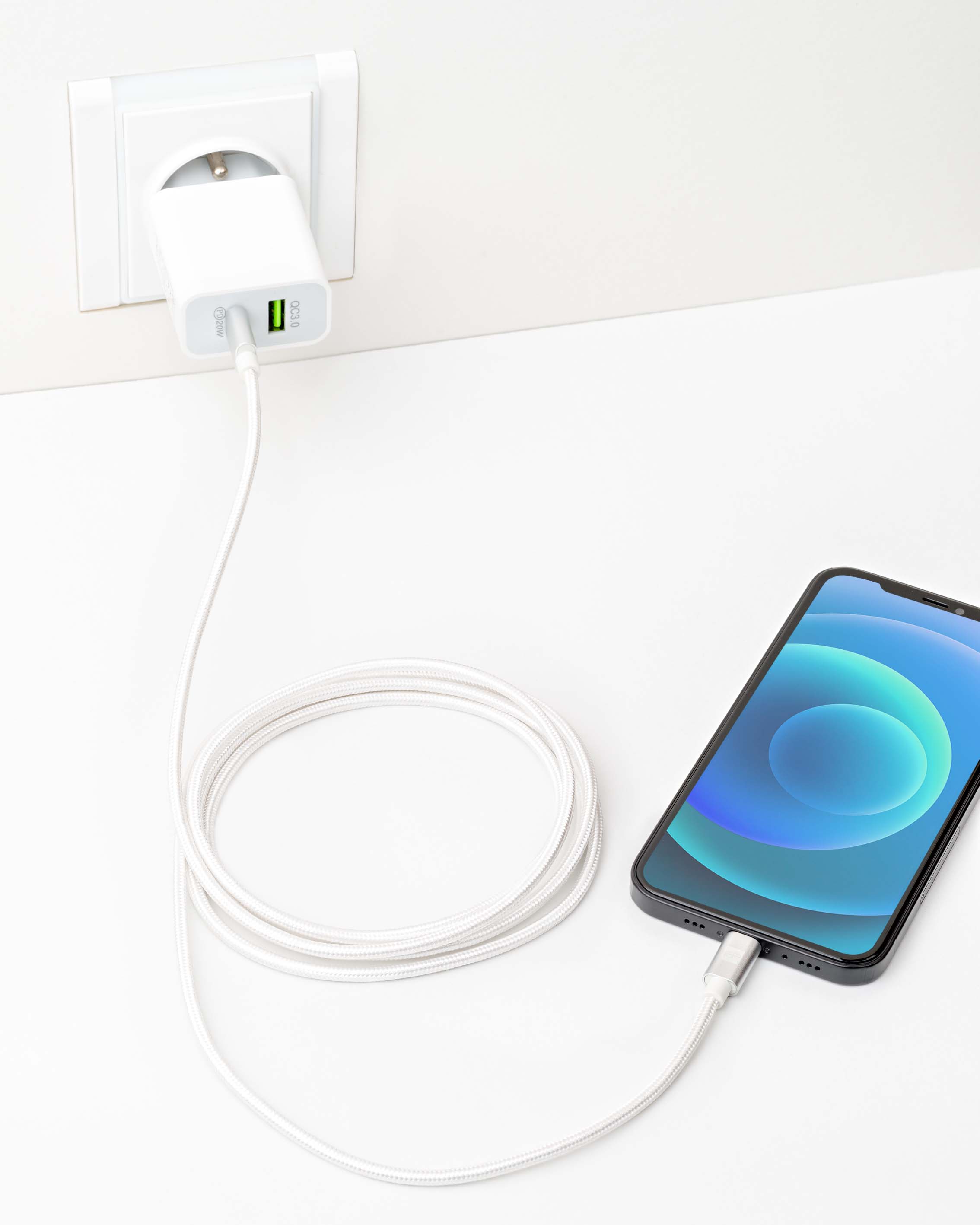 Obrázek ER POWER kabel USB-C/C 5A (100W) 120cm bílý